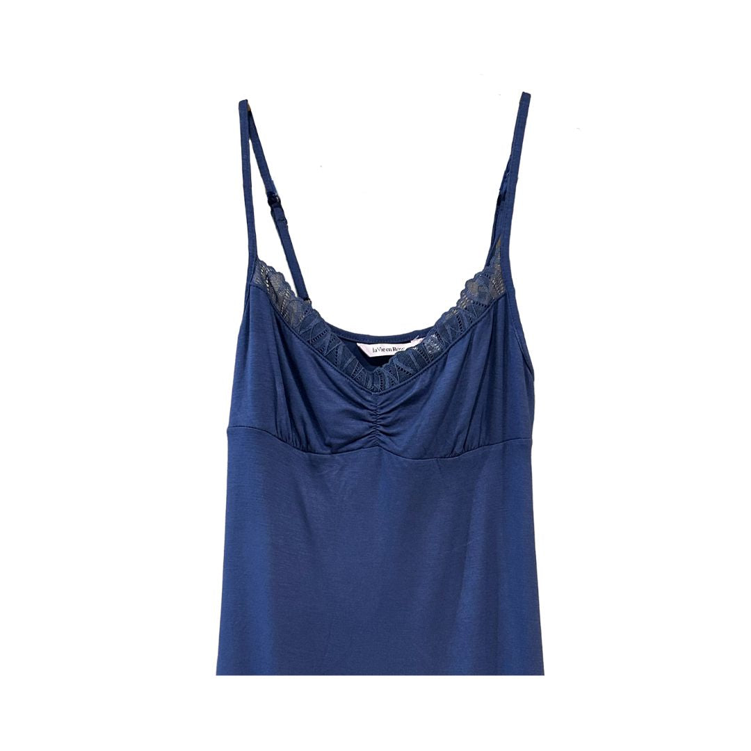 Nightgown Slip Dress, blue with lace