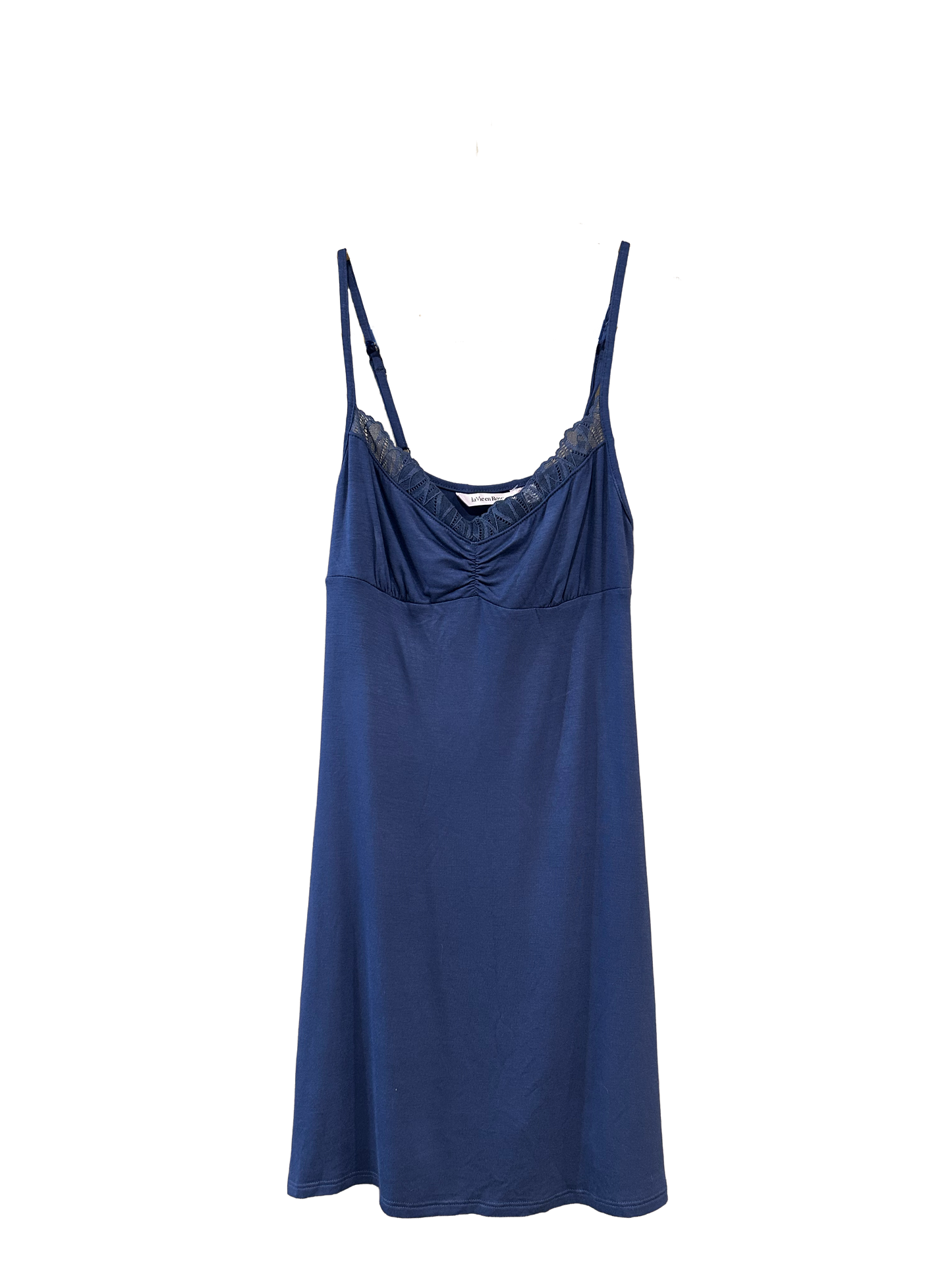 Nightgown Slip Dress, blue with lace