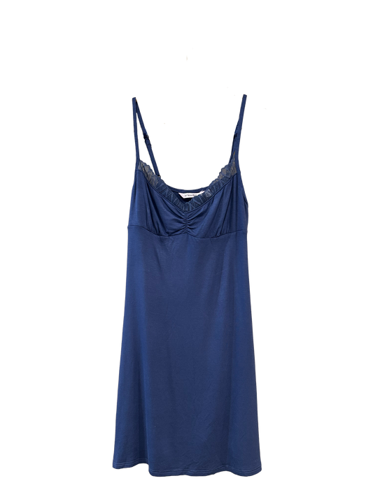 Nightgown Slip Dress, blue with lace